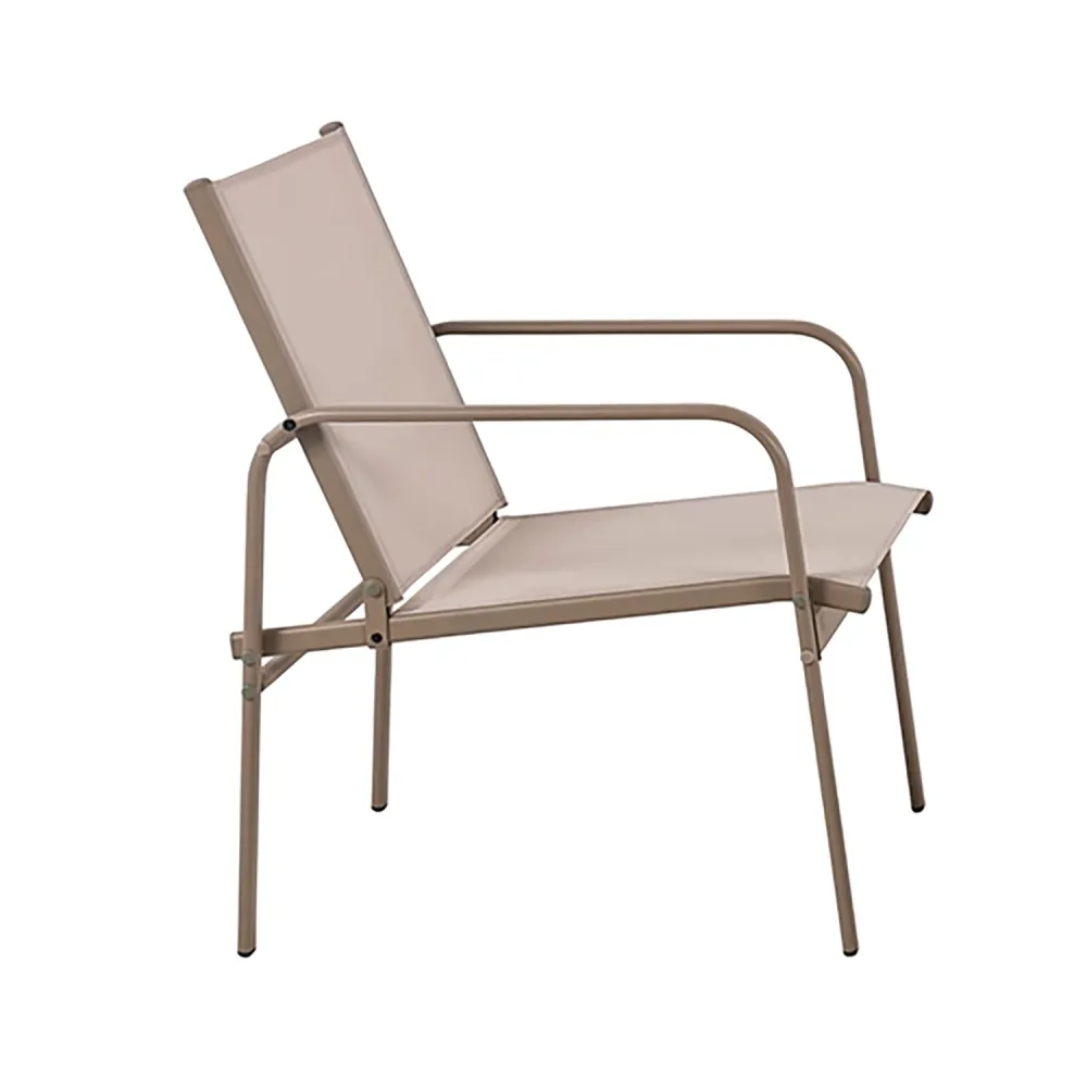 VESTIAMO CASA GIARDINO - Set da giardino 4 pezzi Struttura Acciaio Tortora, braccioli e Top Vetro