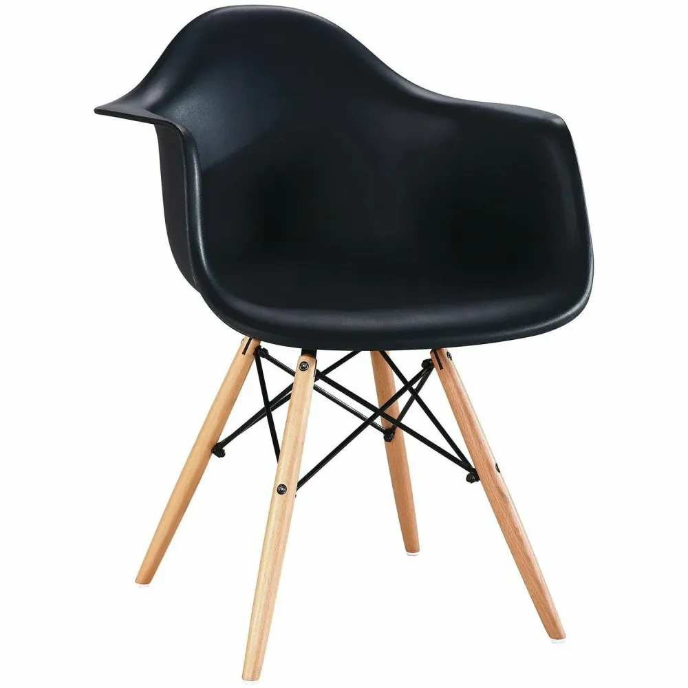 VESTIAMO CASA - Poltrona nera con gambe legno - h83cm