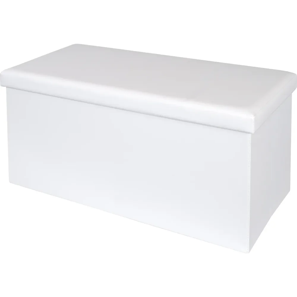 VESTIAMO CASA - Pouf Contenitore Bianco ecopelle richiudibile h38x76x38 cm