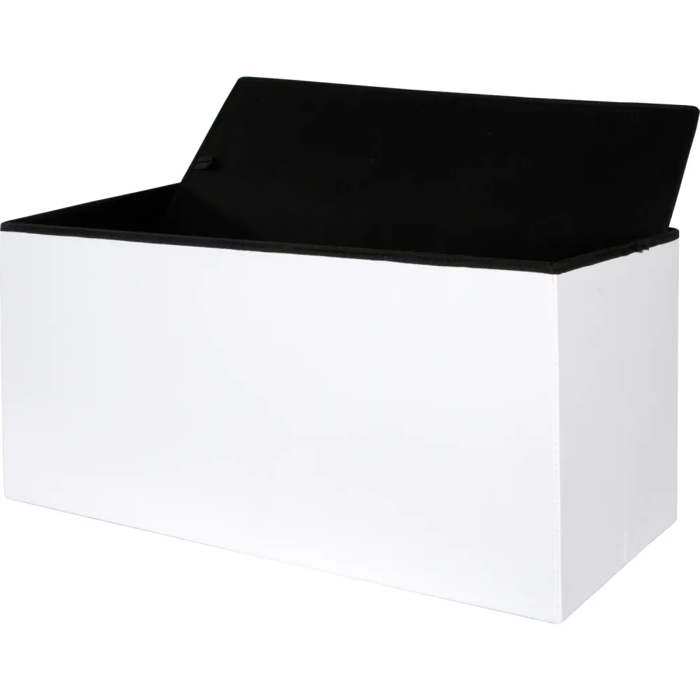 VESTIAMO CASA - Pouf Contenitore Bianco ecopelle richiudibile h38x76x38 cm