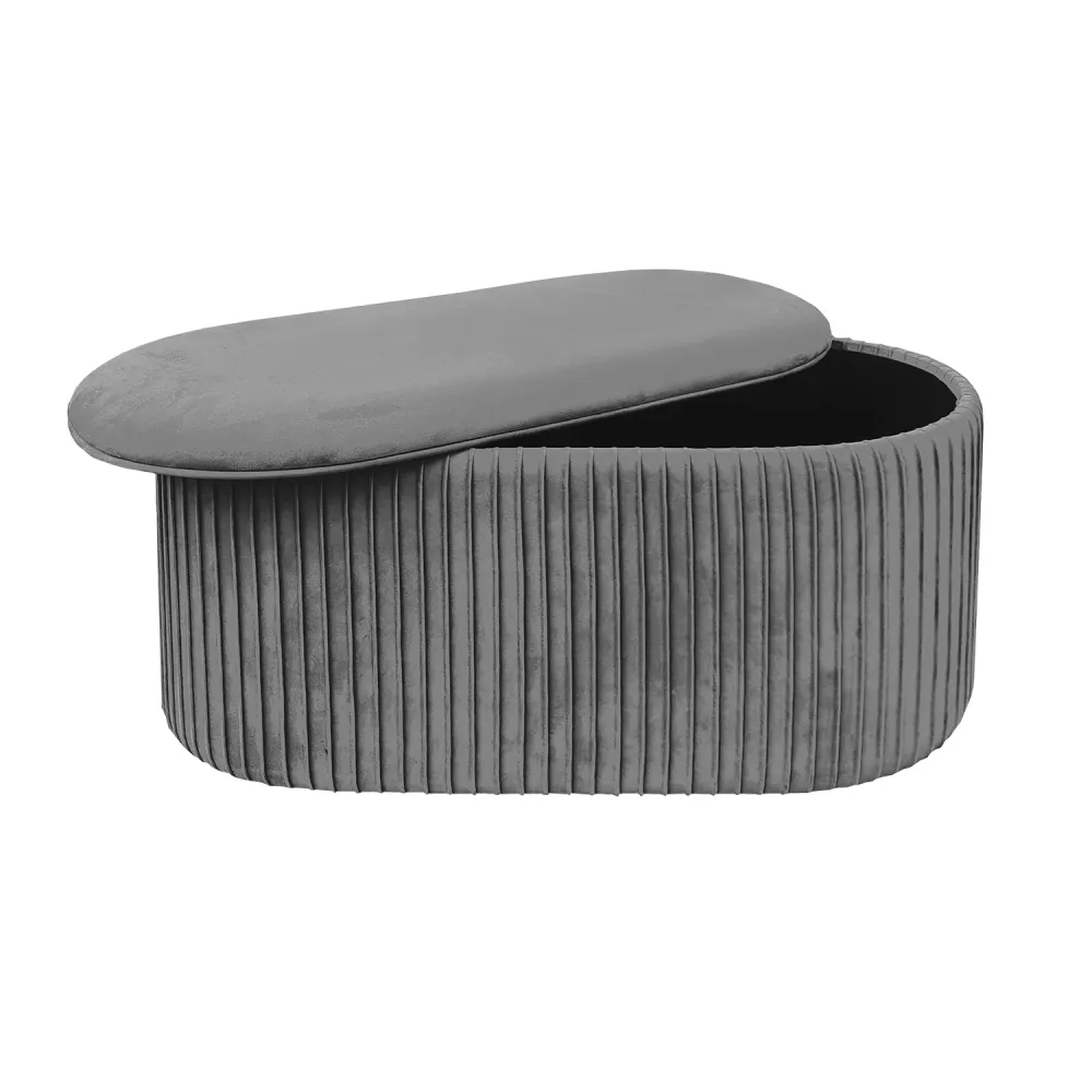 VESTIAMO CASA - Pouf Contenitore Velluto Grigio - h40x80x40 cm