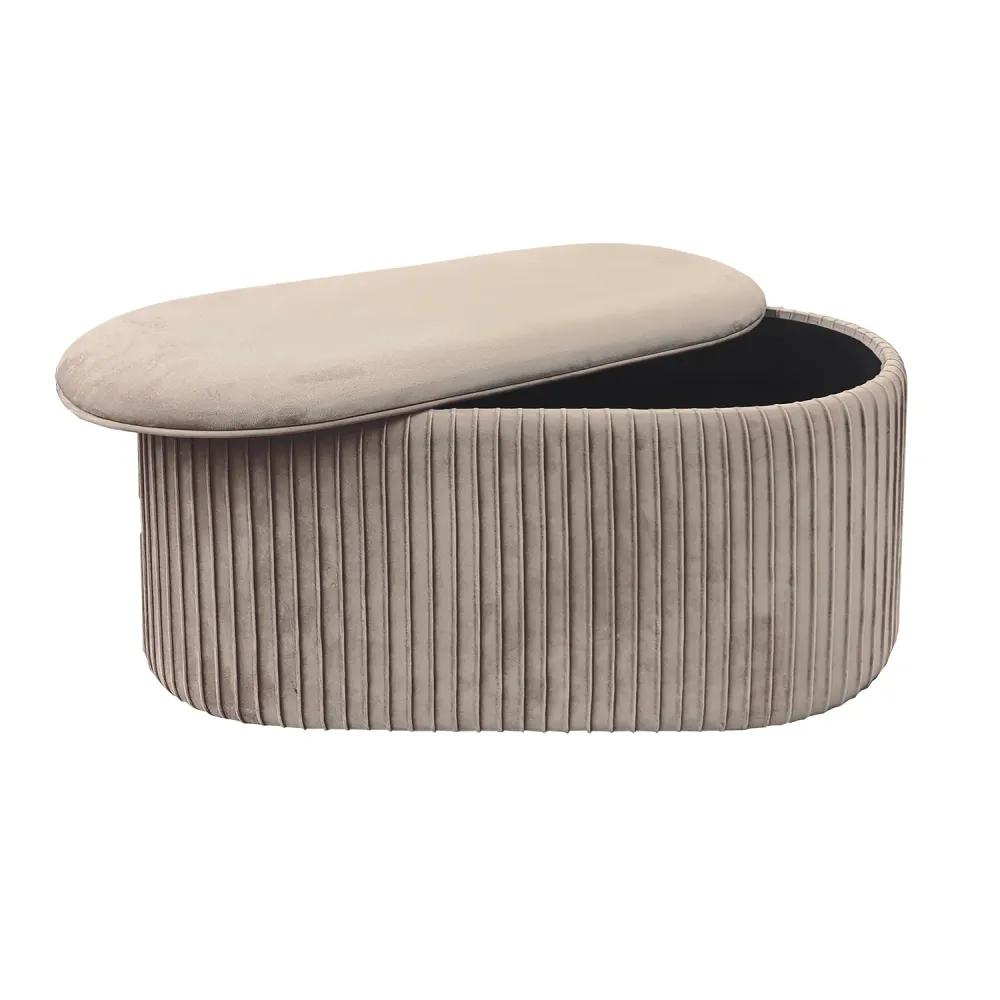 VESTIAMO CASA - Pouf Contenitore Velluto Tortora - h40x80x40 cm
