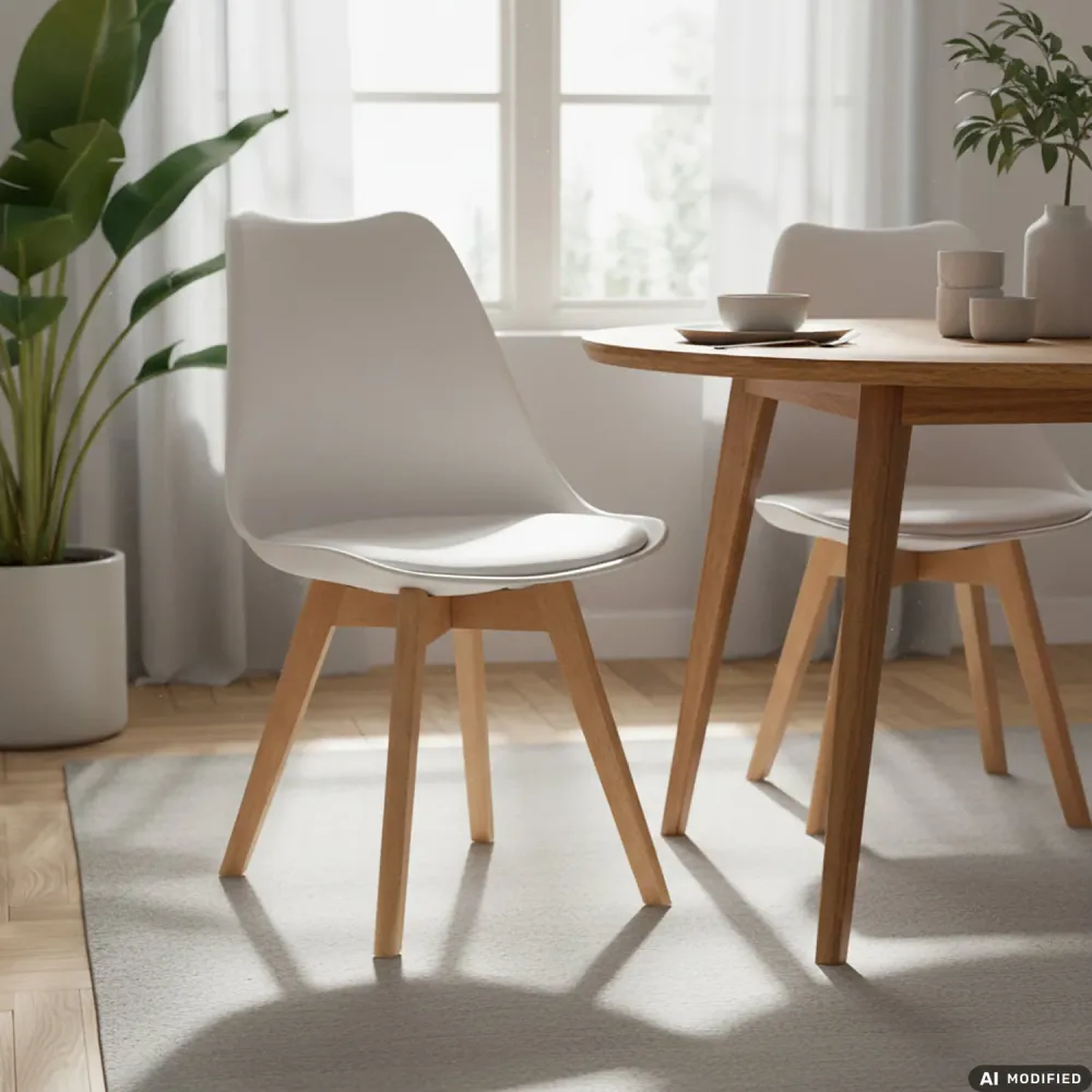 VESTIAMO CASA - Sedia Design Scandinavo con Gambe Legno Bianca - h80x48x54 cm