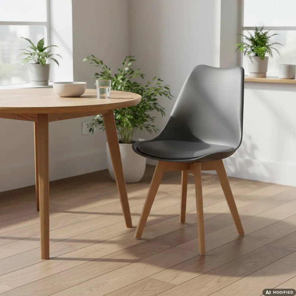 VESTIAMO CASA - Sedia Design Scandinavo con Gambe Legno Grigia - h80x48x54 cm