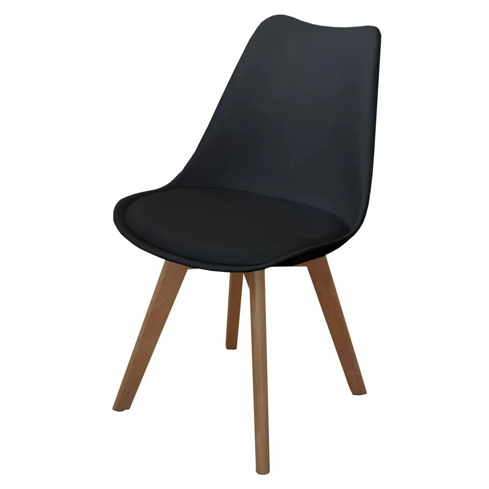 VESTIAMO CASA - Sedia nera con gambe legno - h83x53,5x48,5 cm