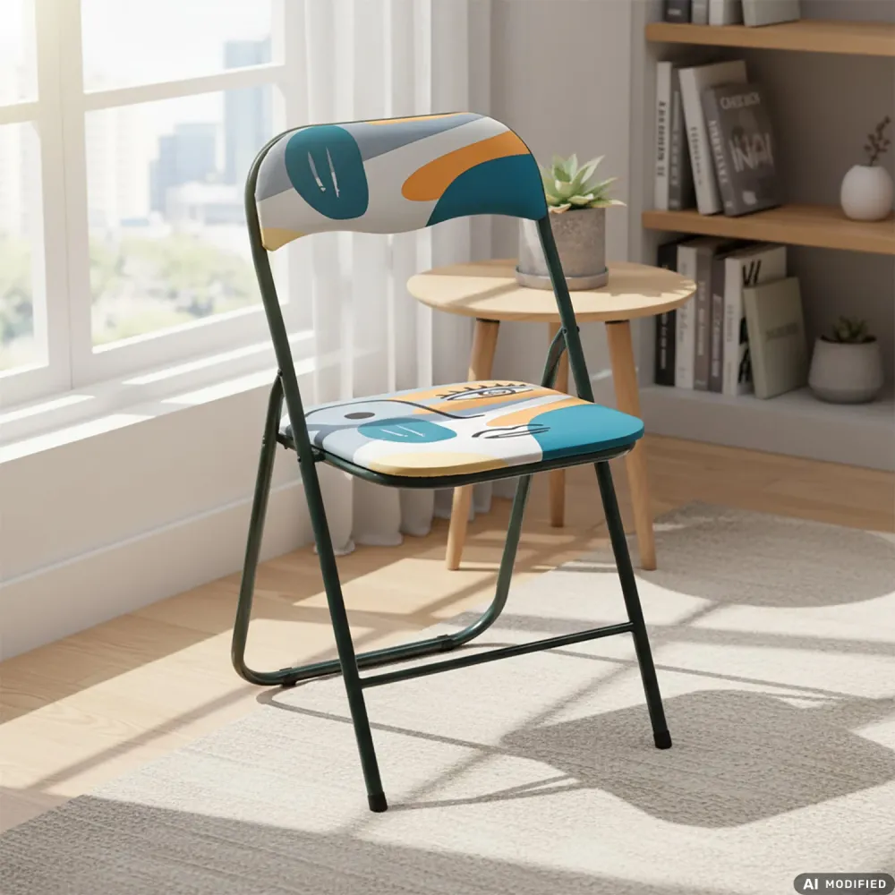 VESTIAMO CASA - Sedia Pieghevole colorata con stampe artistiche acciaio e PVC - h78x43x44 cm