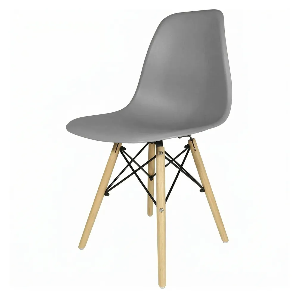 VESTIAMO CASA - Sedia da pranzo Grigia Polipropilene con gambe legno di Faggio Nordica - h82x52x47 cm