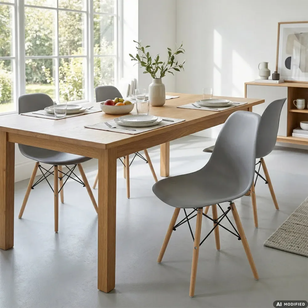 VESTIAMO CASA - Sedia da pranzo Grigia Polipropilene con gambe legno di Faggio Nordica - h82x52x47 cm