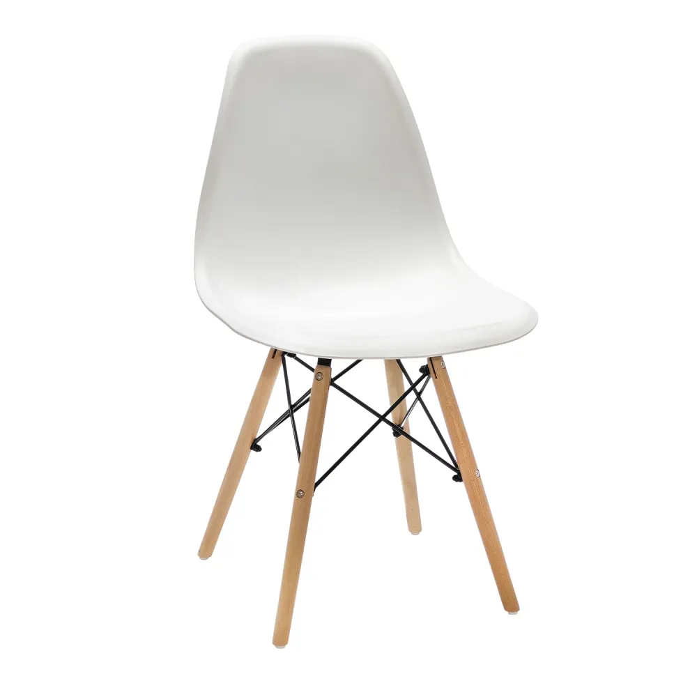 VESTIAMO CASA - Sedia da pranzo Nordica Bianca Polipropilene con gambe legno - h82x46x49 cm