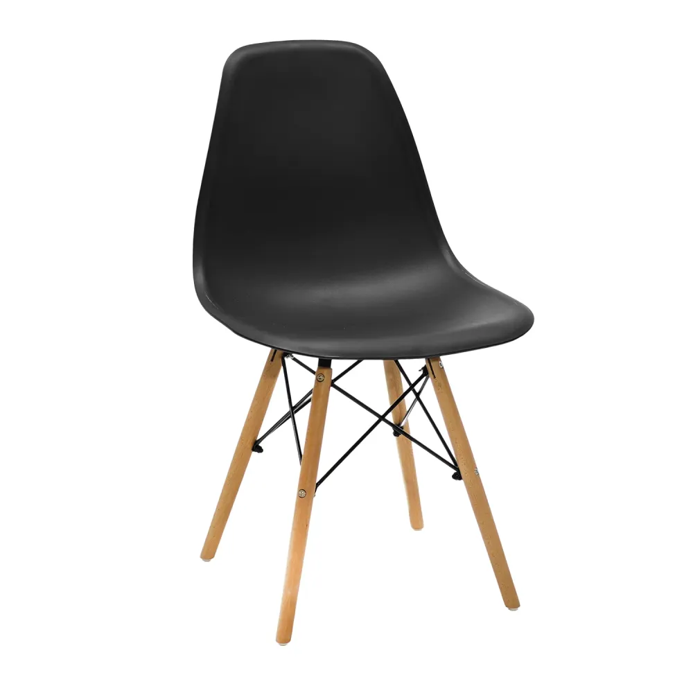VESTIAMO CASA - Sedia da pranzo Nordica Nera Polipropilene con gambe legno - h82x46x49 cm
