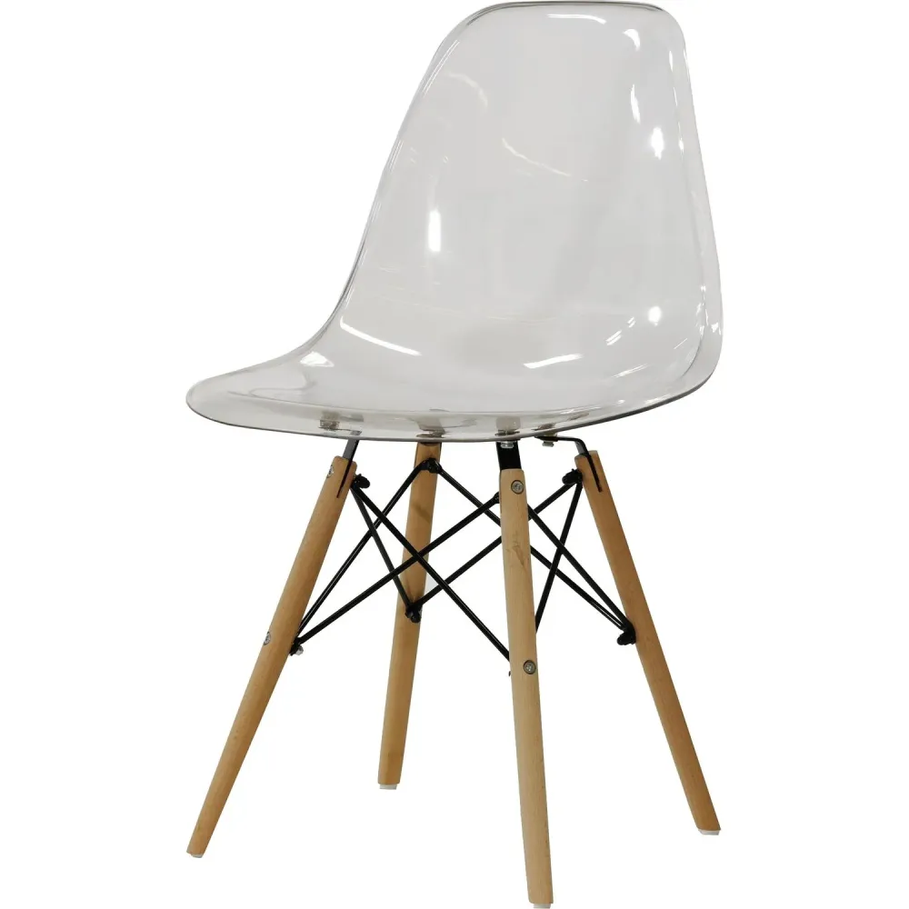 VESTIAMO CASA - Sedia da pranzo polipropilene Trasparente con gambe legno - h81,5x45,5x48 cm