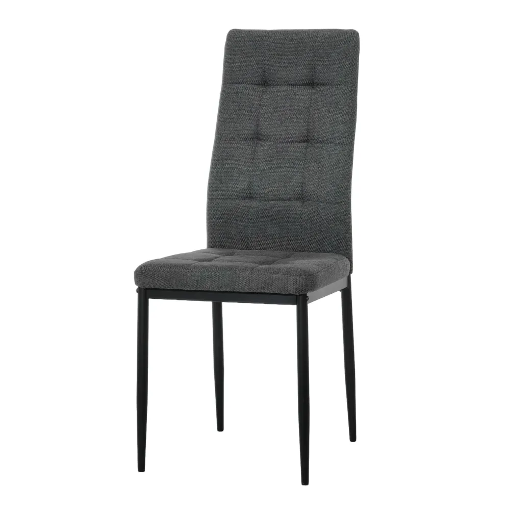 VESTIAMO CASA - Sedia da pranzo tessuto Grigio Scuro con struttura metallo Nero - h97,5x42x53 cm