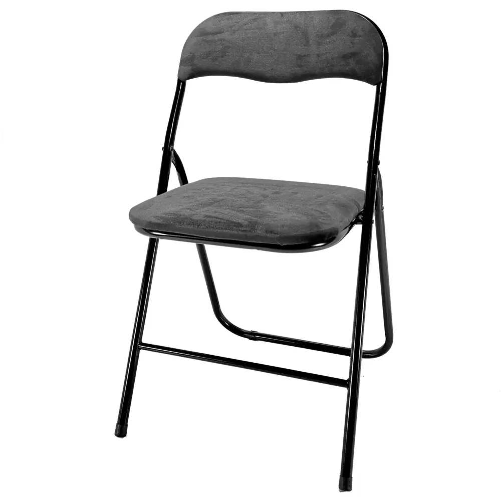 VESTIAMO CASA - Sedia velluto pieghevole Grigio - h78x44x43 cm