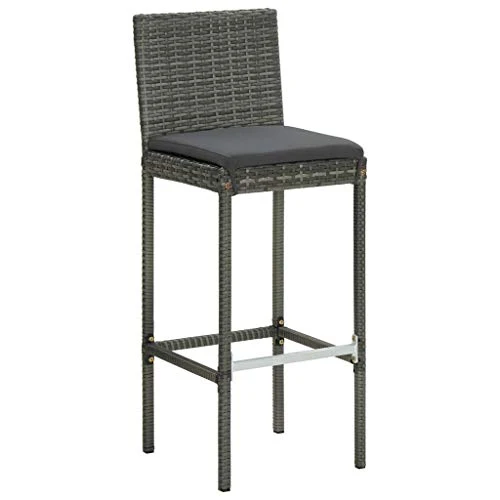 vidaXL Sgabelli da Bar con Cuscini 2 pz Neri Polyrattan