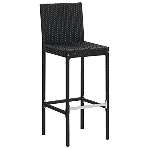 vidaXL Sgabelli da Bar con Cuscini 2 pz Neri Polyrattan