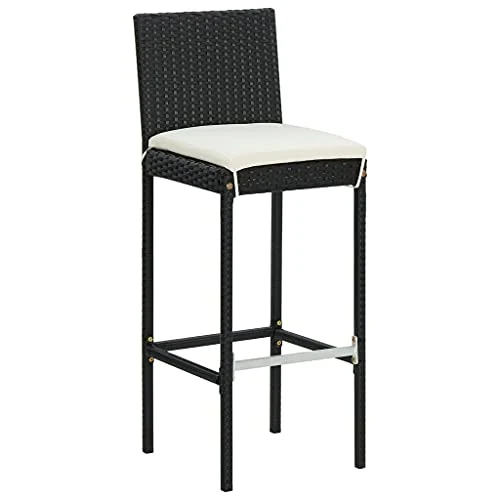 vidaXL Sgabelli da Bar con Cuscini 2 pz Neri Polyrattan