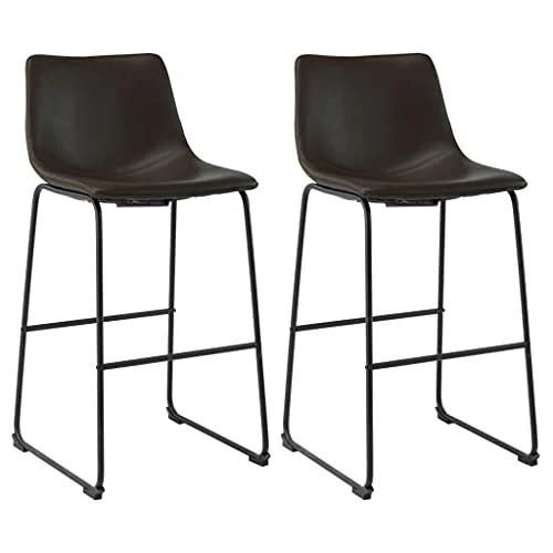 vidaXL Sgabelli da Bar 2 pz Marrone Scuro Similpelle