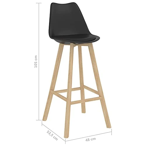 vidaXL Sgabelli da Bar 2 pz Neri PP e Legno Massello di Faggio