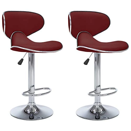 vidaXL Sgabelli da Bar 2 pz Rosso Vino Similpelle