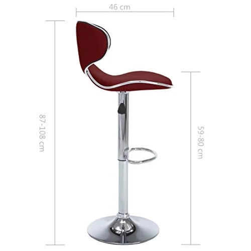 vidaXL Sgabelli da Bar 2 pz Rosso Vino Similpelle