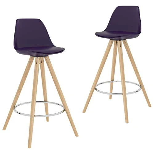 vidaXL Sgabelli da Bar 2 pz Viola PP e Legno Massello di Faggio