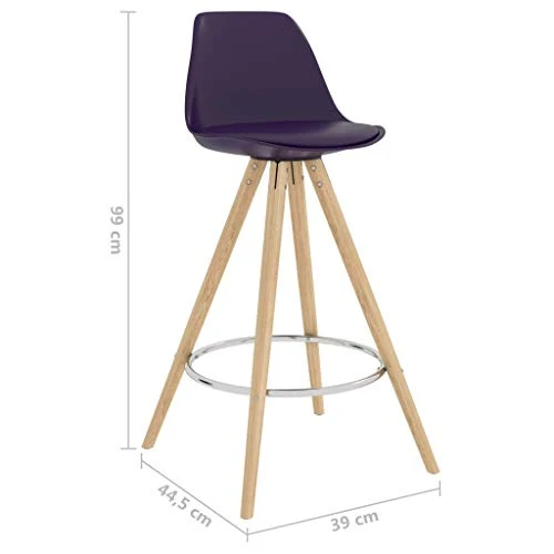 vidaXL Sgabelli da Bar 2 pz Viola PP e Legno Massello di Faggio