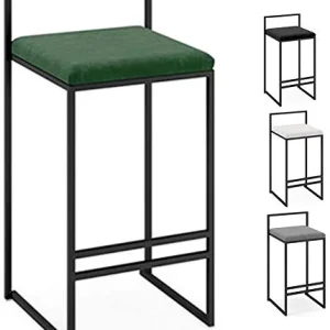 Sgabelli Elegante Arredamento Per La Casa Con Seduta Quadrata Velluto, Sgabelli Da Bar, Sedie Con Base Metallo Nero, Poggi...
