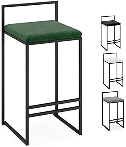Sgabelli Elegante Arredamento Per La Casa Con Seduta Quadrata Velluto, Sgabelli Da Bar, Sedie Con Base Metallo Nero, Poggi...