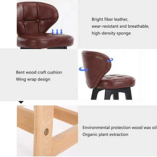 WENJUN Chair La Rotazione Sedile con sgabelli, Altezza Regolabile Cuoio Moderna Cucina Bar Sgabello bancone, (Color : Brown)