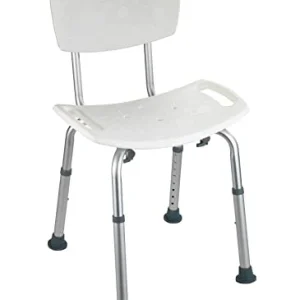 WENKO Sgabello con schienale per doccia Secura - Sgabello per vasca, portata 130 kg, Plastica, 49 x 68.5-85.5 x 54 cm, Bianco
