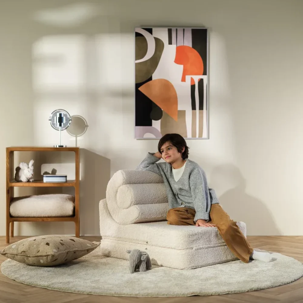 Wigiwama Baby pouf multifunzionale Flipster Crema Bianco