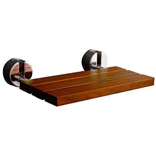 Sgabello da Doccia Pieghevole Sedia da Bagno Legno di Teak con Sgabello per Cambio Scarpe Tubo di Acciaio Inossidabile Car...