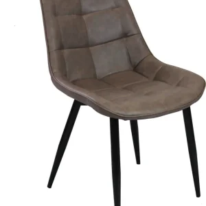 WINTER - poltrona imbottita per sala da pranzo ecopelle cm 59 x 51 x 82 h Marrone Milani Home