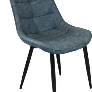 WINTER - poltrona imbottita per sala da pranzo ecopelle cm 59 x 51 x 82 h Blu Milani Home