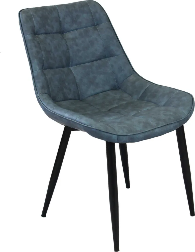 WINTER - poltrona imbottita per sala da pranzo ecopelle cm 59 x 51 x 82 h Blu Milani Home