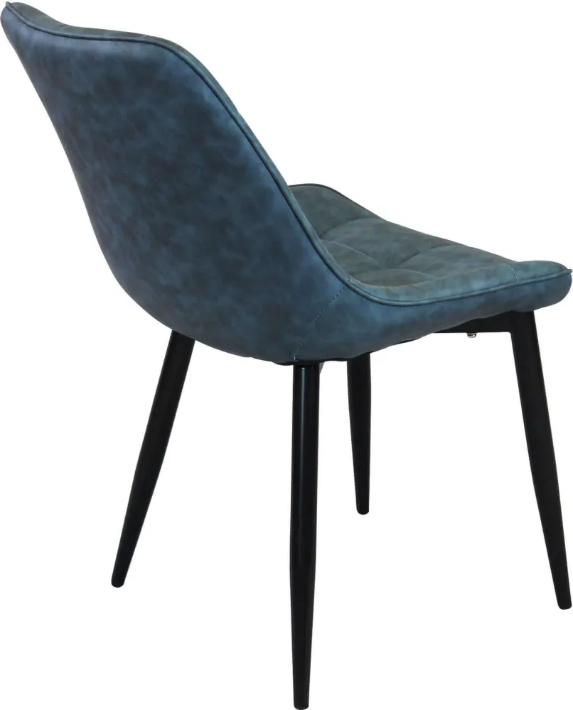 WINTER - poltrona imbottita per sala da pranzo ecopelle cm 59 x 51 x 82 h Blu Milani Home