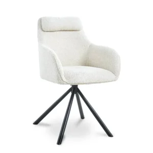 Sedia girevole con braccioli effetto montone beige AGNES WIZ