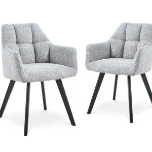 Set di 2 sedie con braccioli effetto montone grigio chiaro ESPERA WIZ