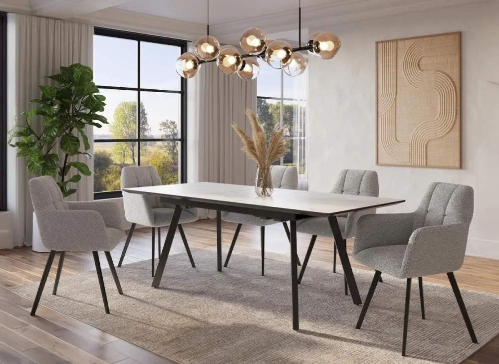 Set di 2 sedie con braccioli effetto montone grigio chiaro ESPERA WIZ