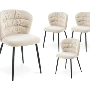 Set di 4 sedie DANIELA velluto coste beige WIZ