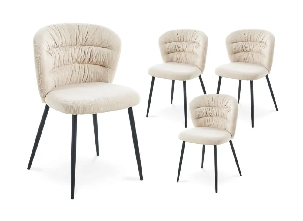Set di 4 sedie DANIELA velluto coste beige WIZ