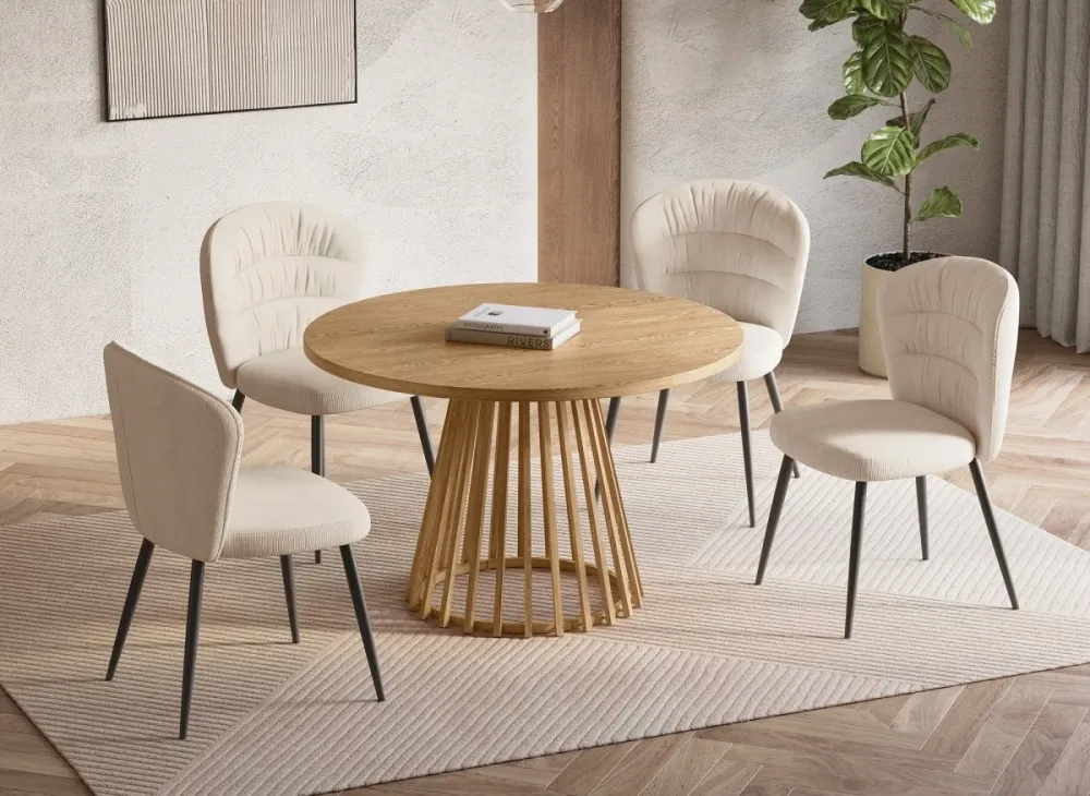 Set di 4 sedie DANIELA velluto coste beige WIZ