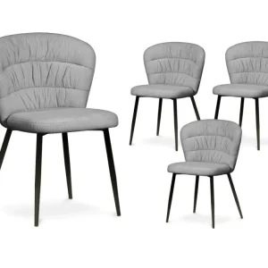 Set di 4 sedie DANIELA velluto coste grigio WIZ
