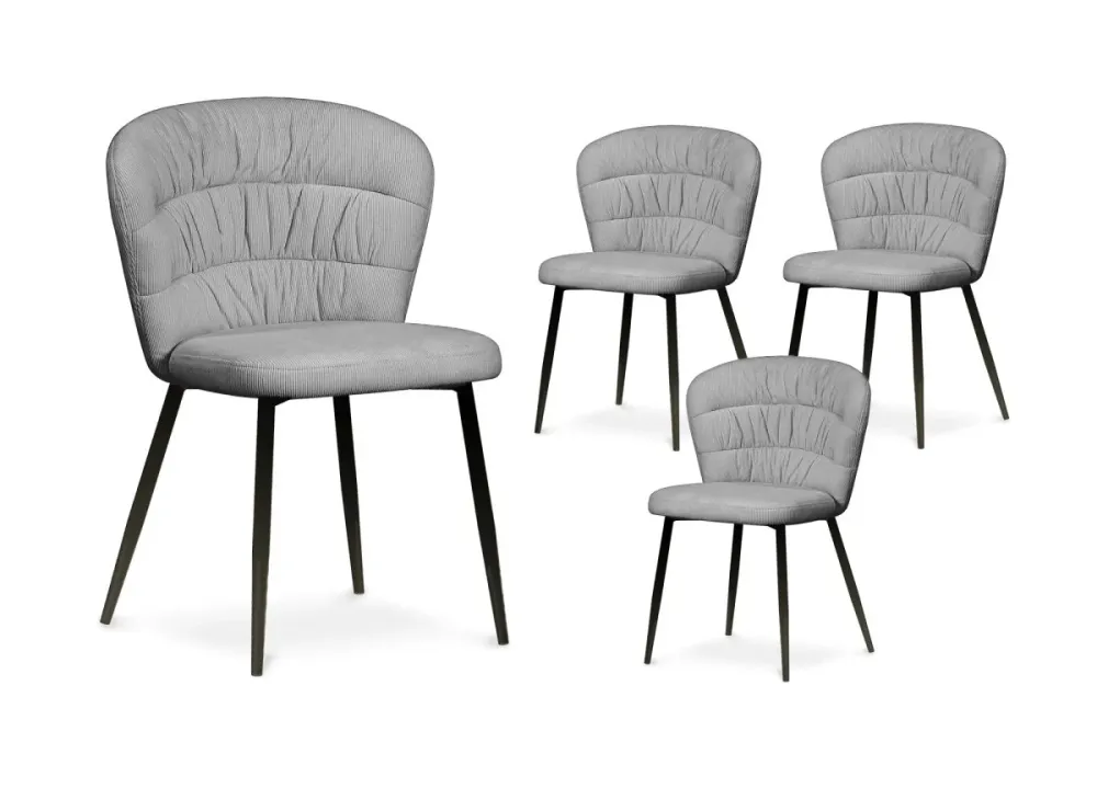 Set di 4 sedie DANIELA velluto coste grigio WIZ
