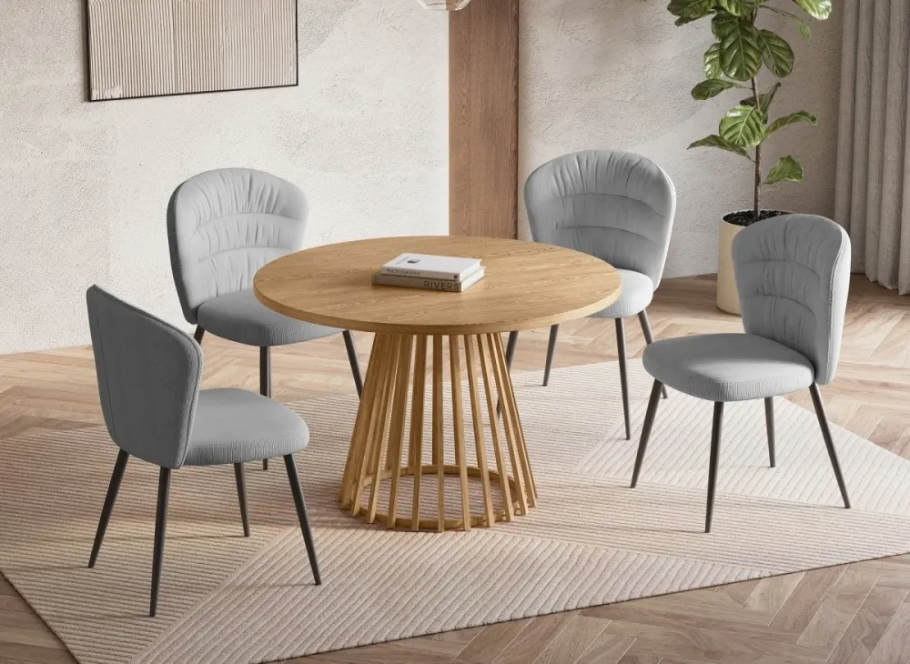 Set di 4 sedie DANIELA velluto coste grigio WIZ