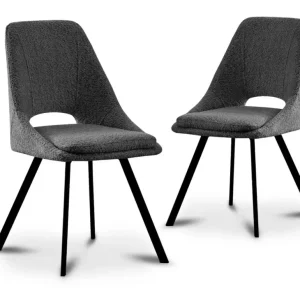 Set di 2 sedie NARCISSE effetto pelle di pecora grigio scuro WIZ