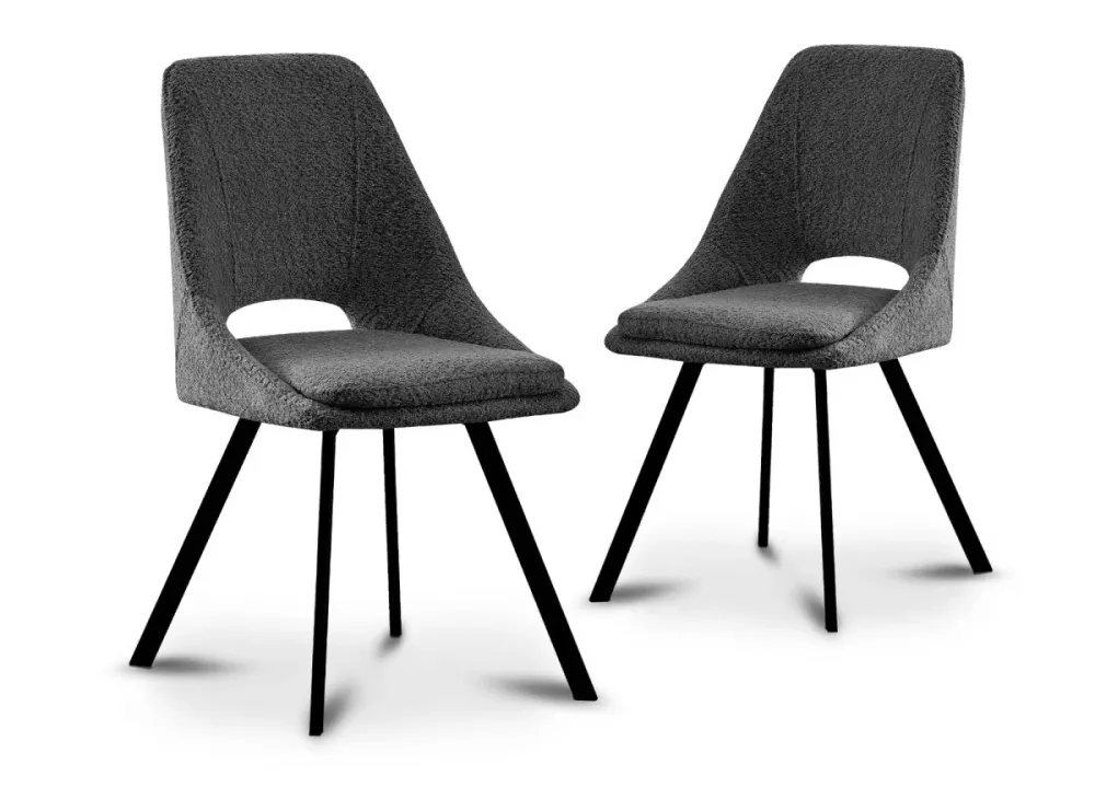 Set di 2 sedie NARCISSE effetto pelle di pecora grigio scuro WIZ