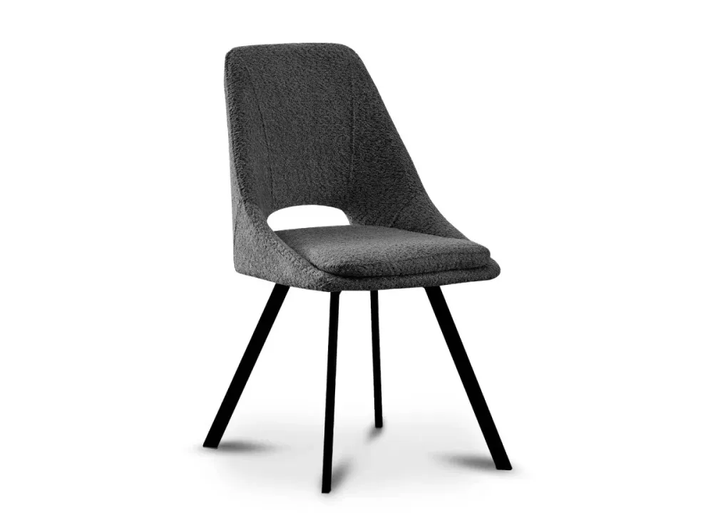 Set di 2 sedie NARCISSE effetto pelle di pecora grigio scuro WIZ