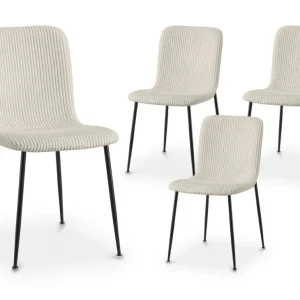 Set di 4 sedie velluto coste grosso beige CHERYL WIZ