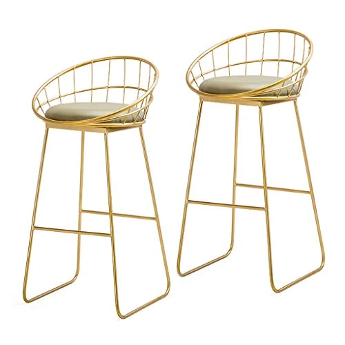 Sgabelli da Bar Moderni Sedie da Bar Oro 2 Pezzi Sgabello da Pranzo con Seduta Imbottita Colazione con Schienale Gambe Met...